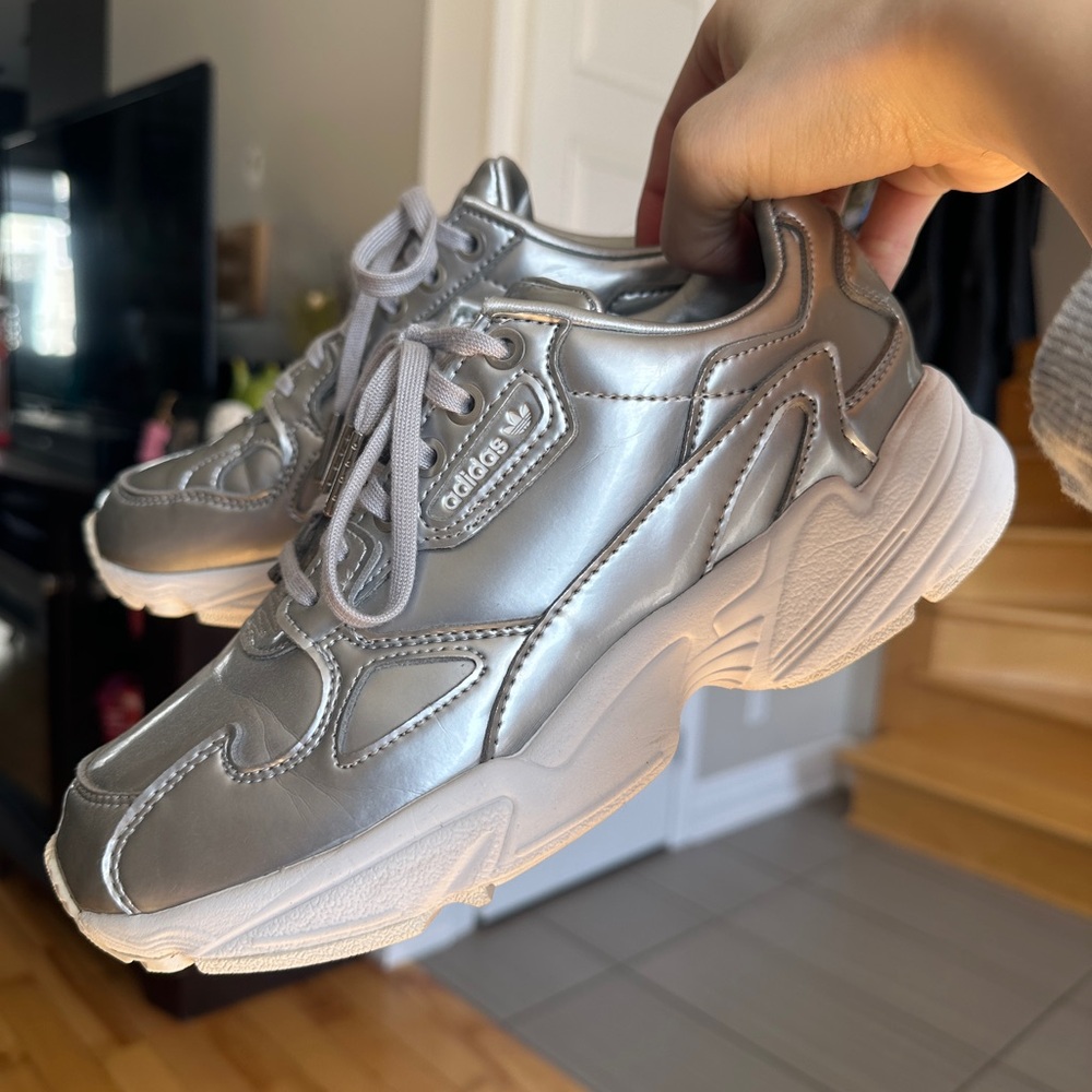 Adidas Women's Falcon Silver Metallic Sneakers